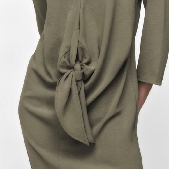 👗Zara Knotted Dress NWT - Green L - Picture 5 of 8